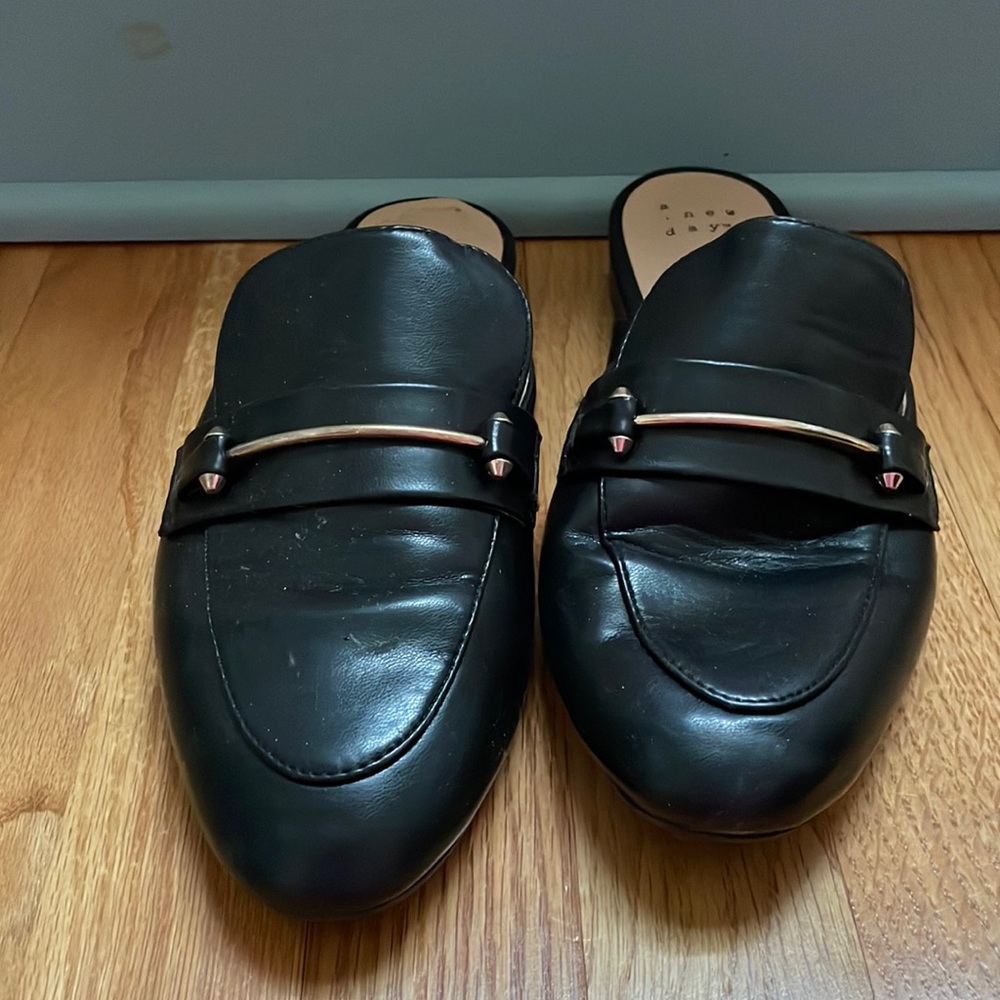 Black slip-on loafers
